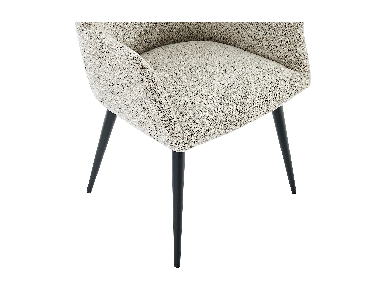 Lot de 2 chaises avec accoudoirs en tissu tweed et métal noir - Crème - HEKA