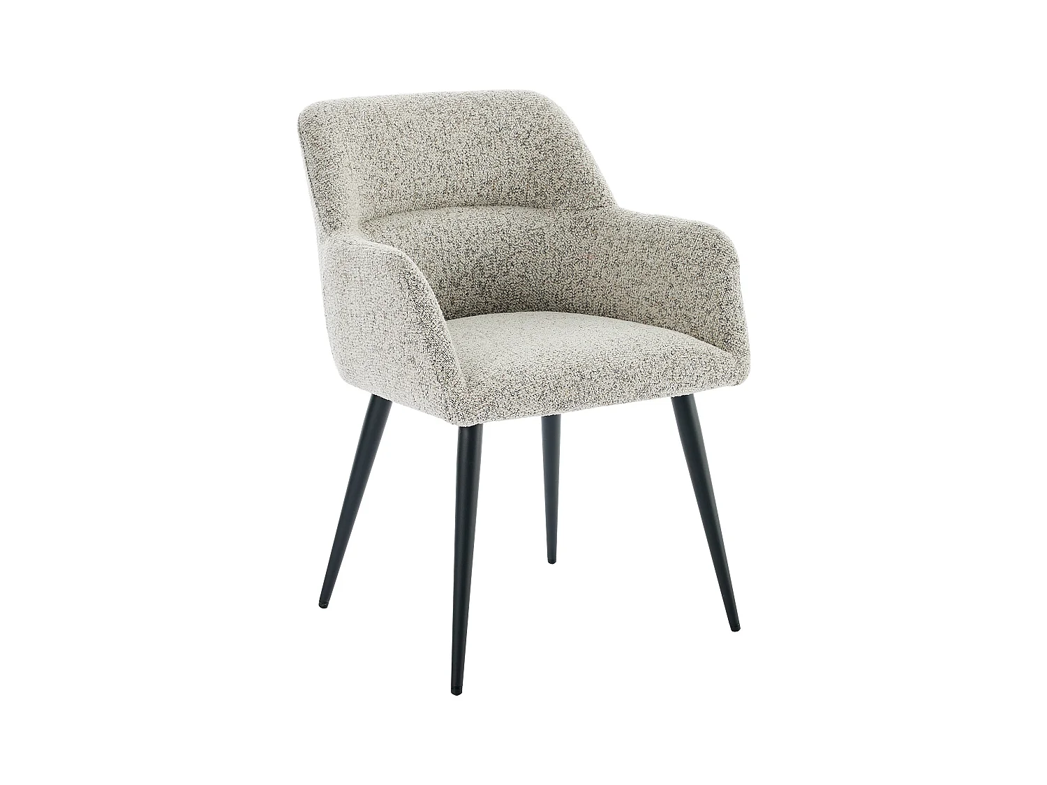 Sæt med 2 stole med armlæn i tweed-stof og sort metal - Creme - HEKA