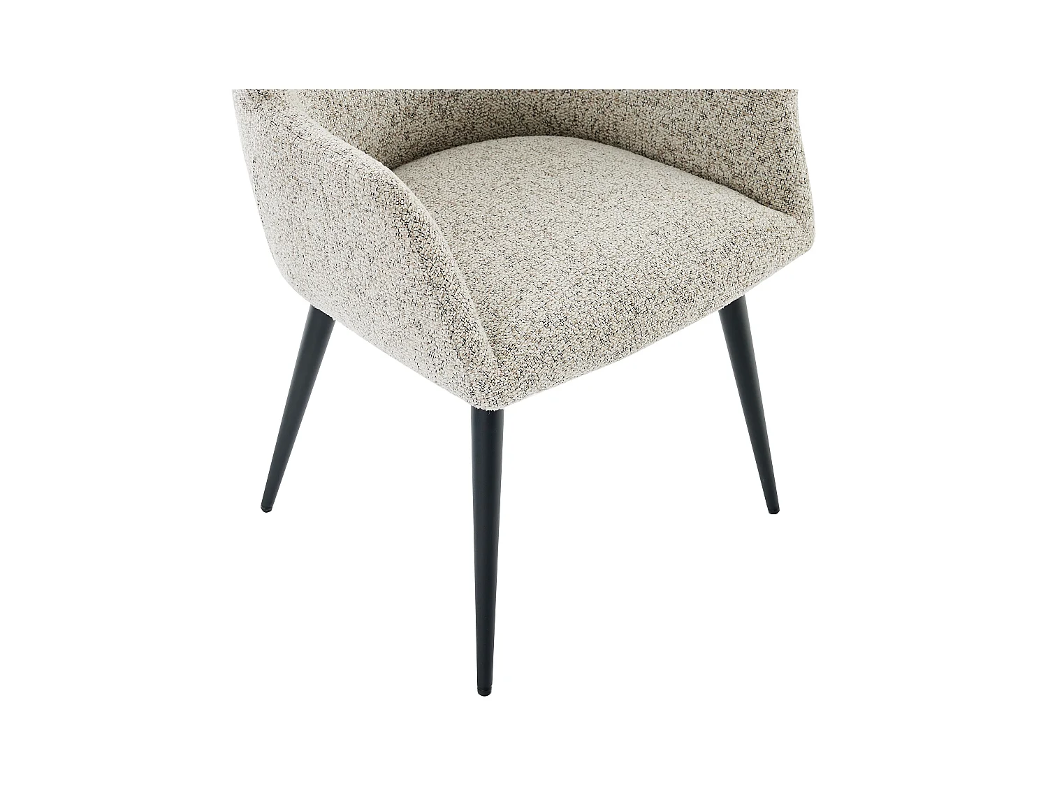 Sæt med 2 stole med armlæn i tweed-stof og sort metal - Creme - HEKA