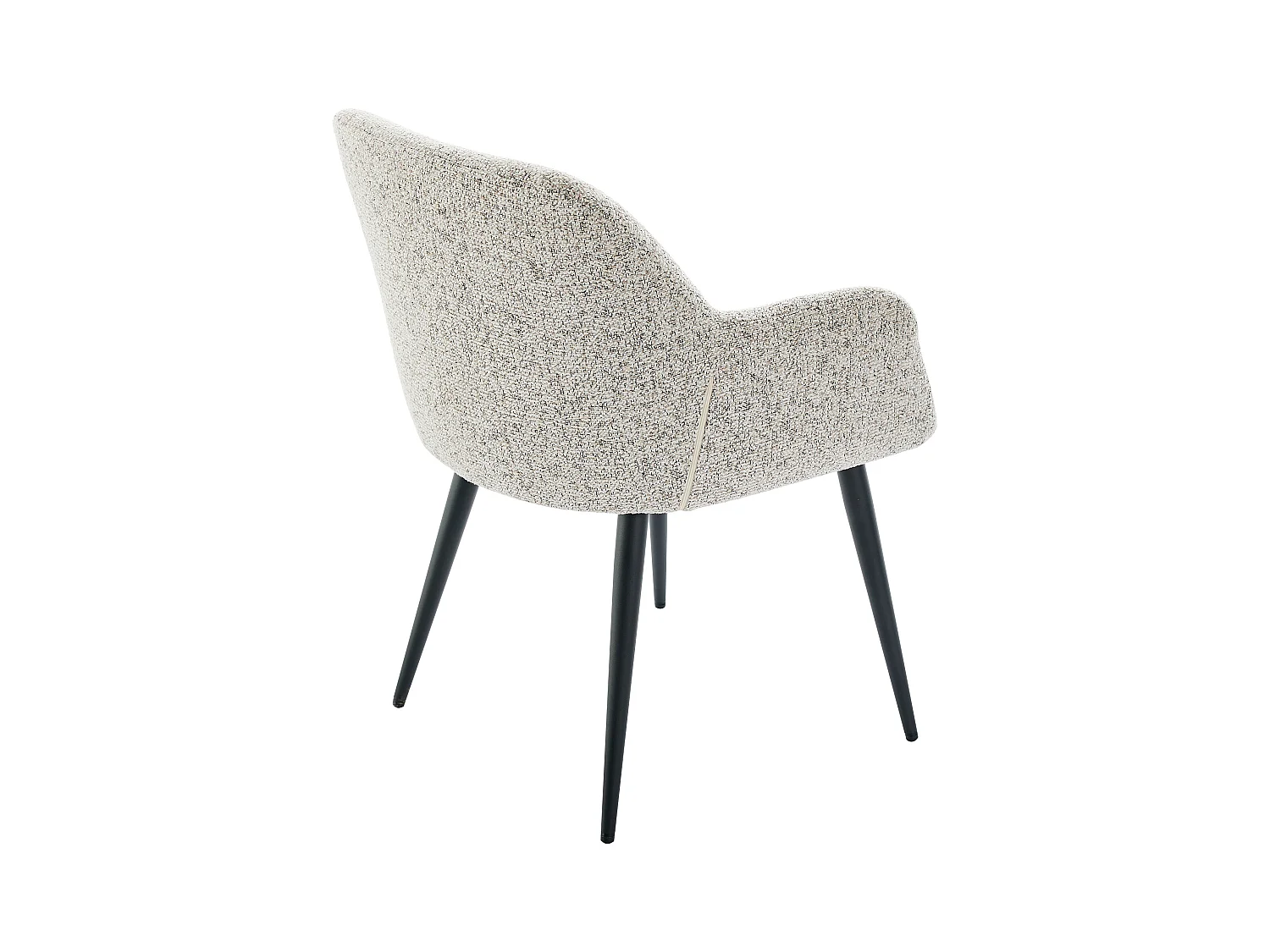 Sæt med 2 stole med armlæn i tweed-stof og sort metal - Creme - HEKA