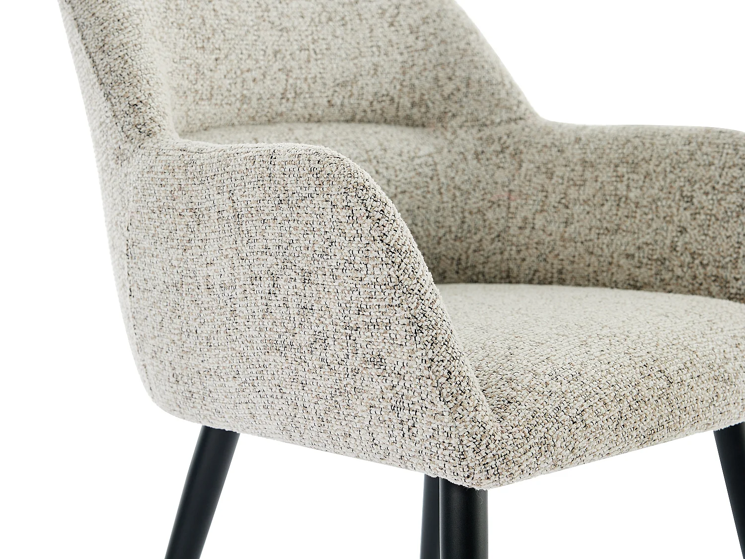 Set van 2 stoelen met armleuningen in tweed en zwart metaal - Crème - HEKA