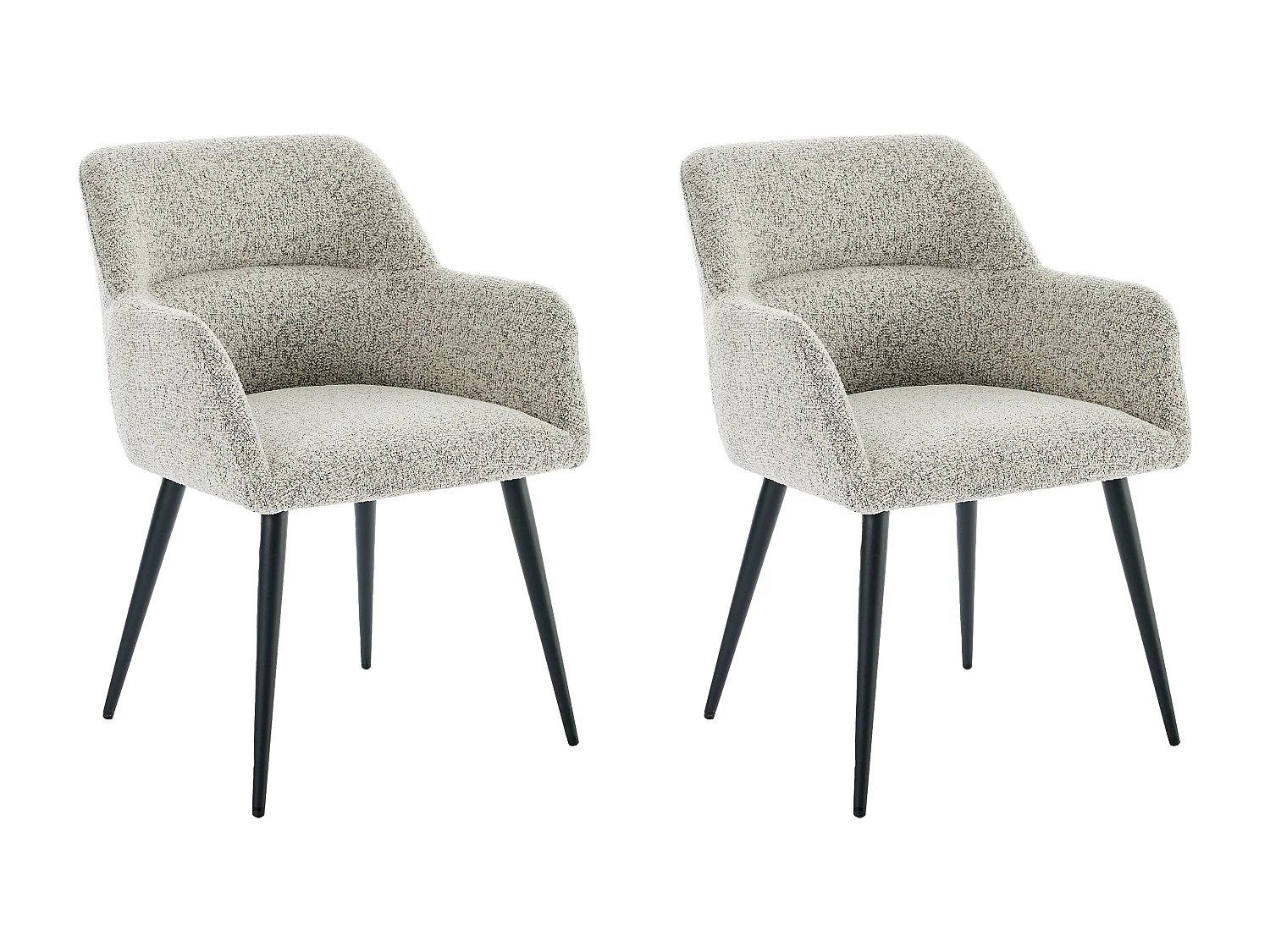 Set van 2 stoelen met armleuningen in tweed en zwart metaal - Crème - HEKA