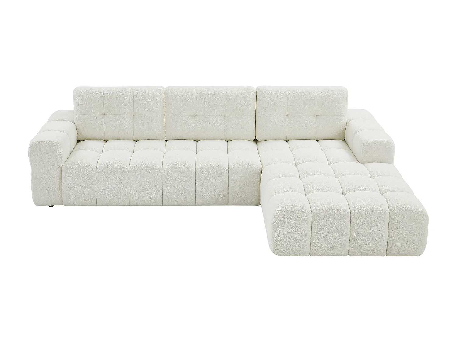 Hvid højrevendt hjørnesofagruppe i Bouclette-stof SOPELANA