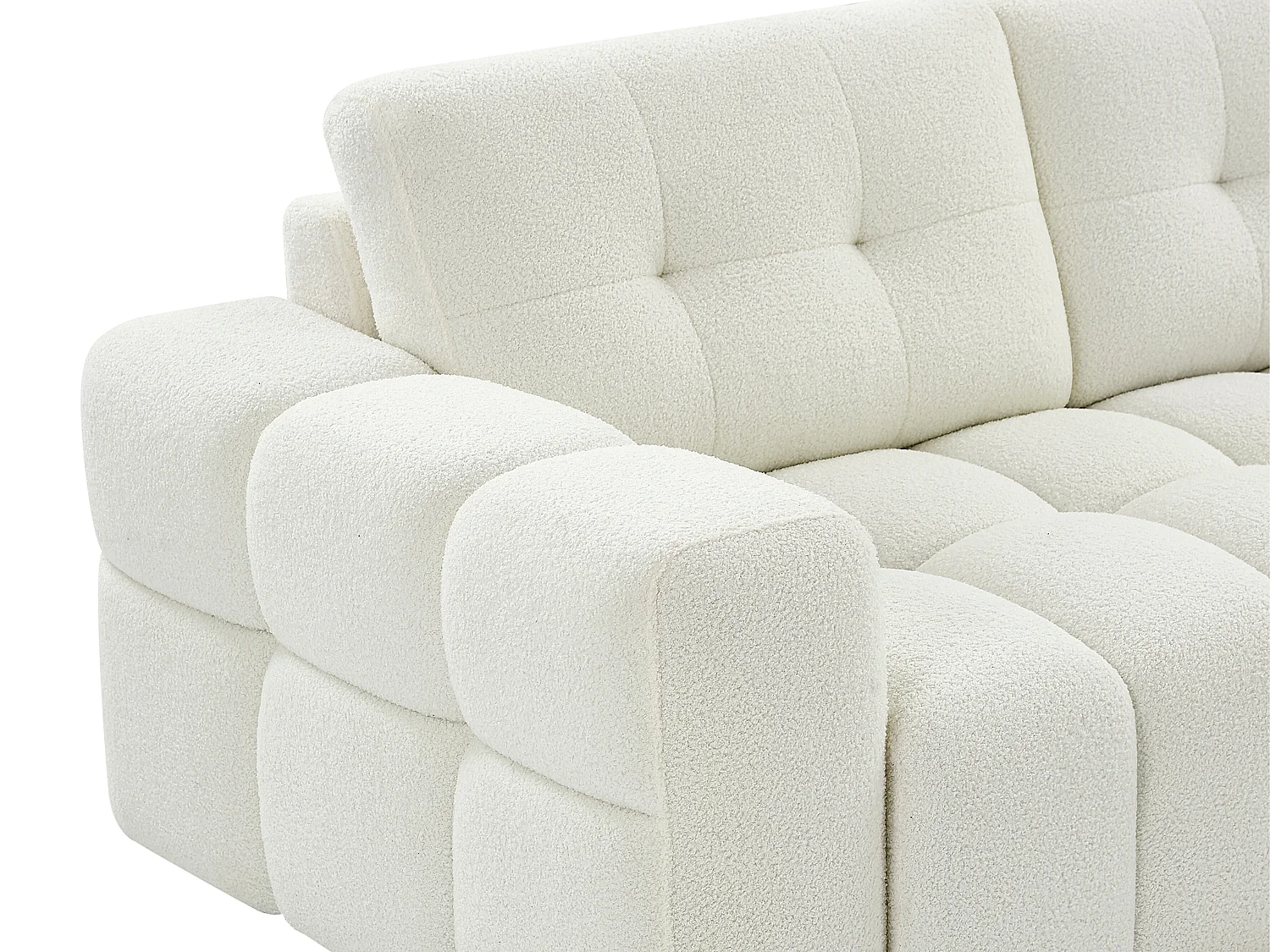 Hjørnesofa højrevendt i hvidt bouclé stofSOPELANA