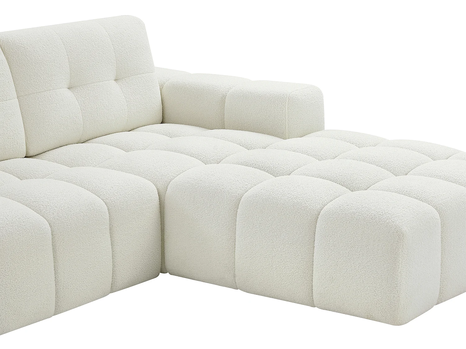 Hjørnesofa højrevendt i hvidt bouclé stofSOPELANA