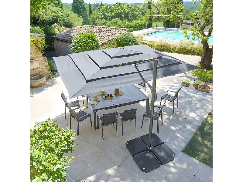 Parasol 4x3 m Melhia multi toiles oléfine anthracite Hespéride