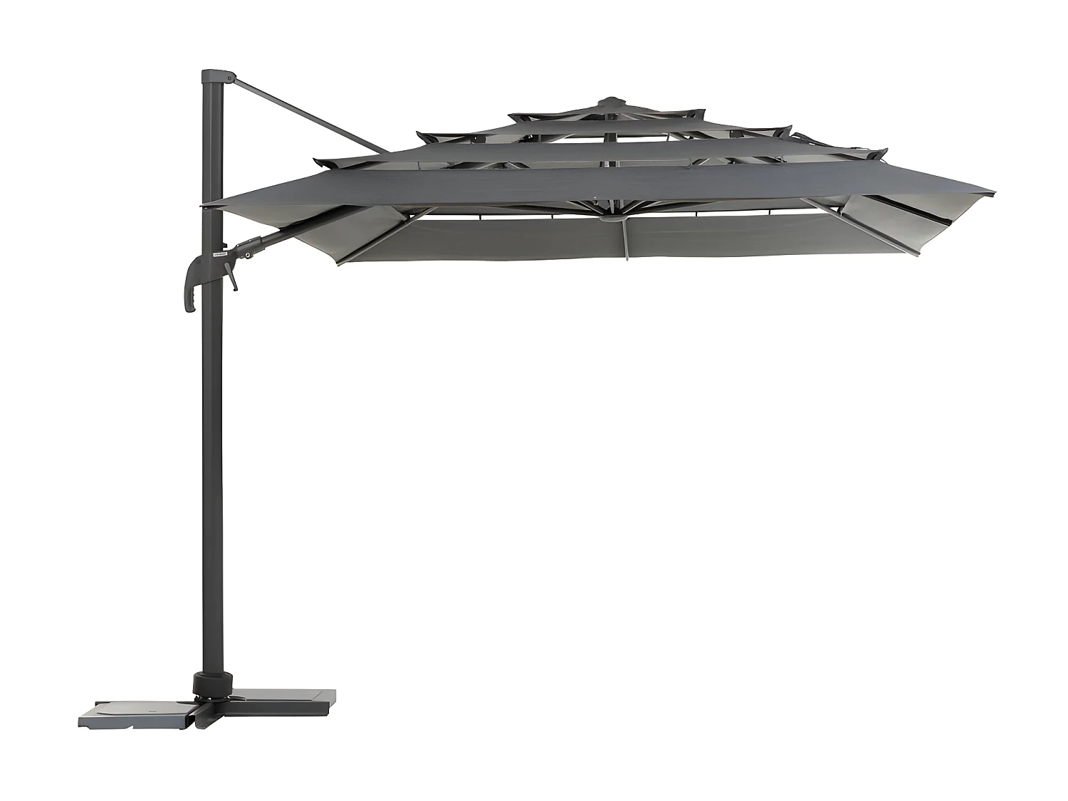 Parasol 4x3 m Melhia multi toiles oléfine anthracite Hespéride