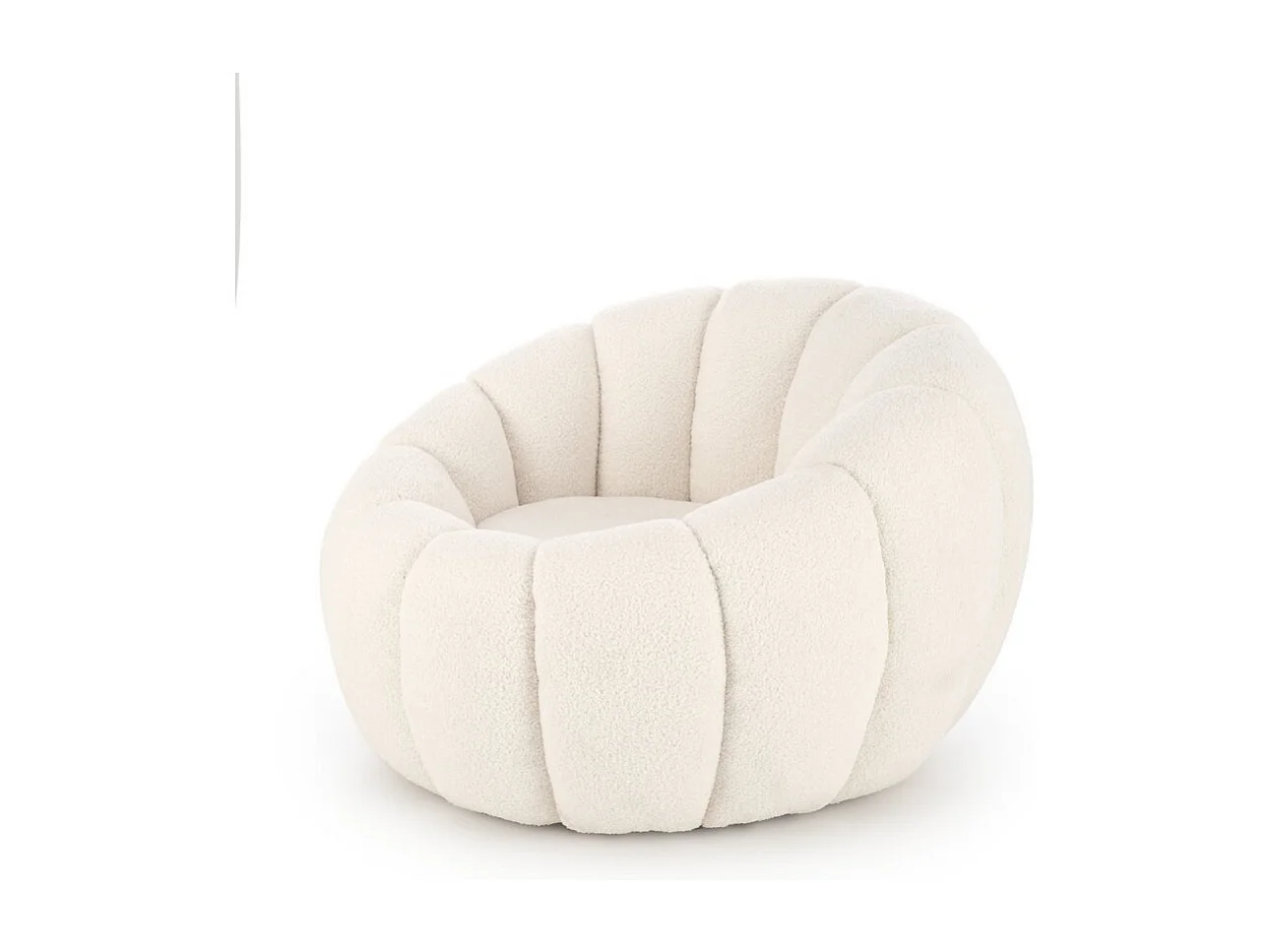 Fauteuil rond coquillage en tissu bouclette crème Alix
