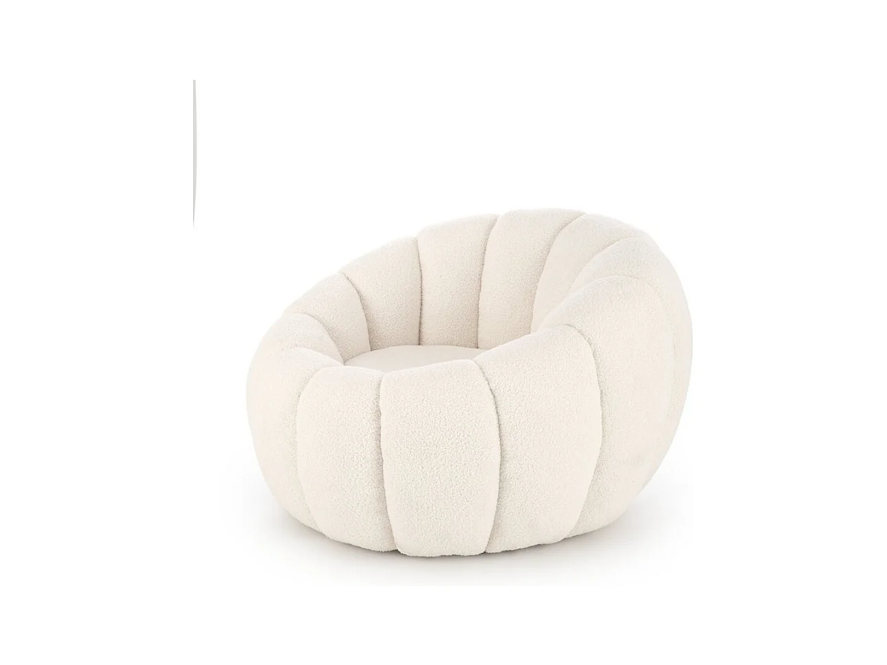 Fauteuil rond coquillage en tissu bouclette crème Alix