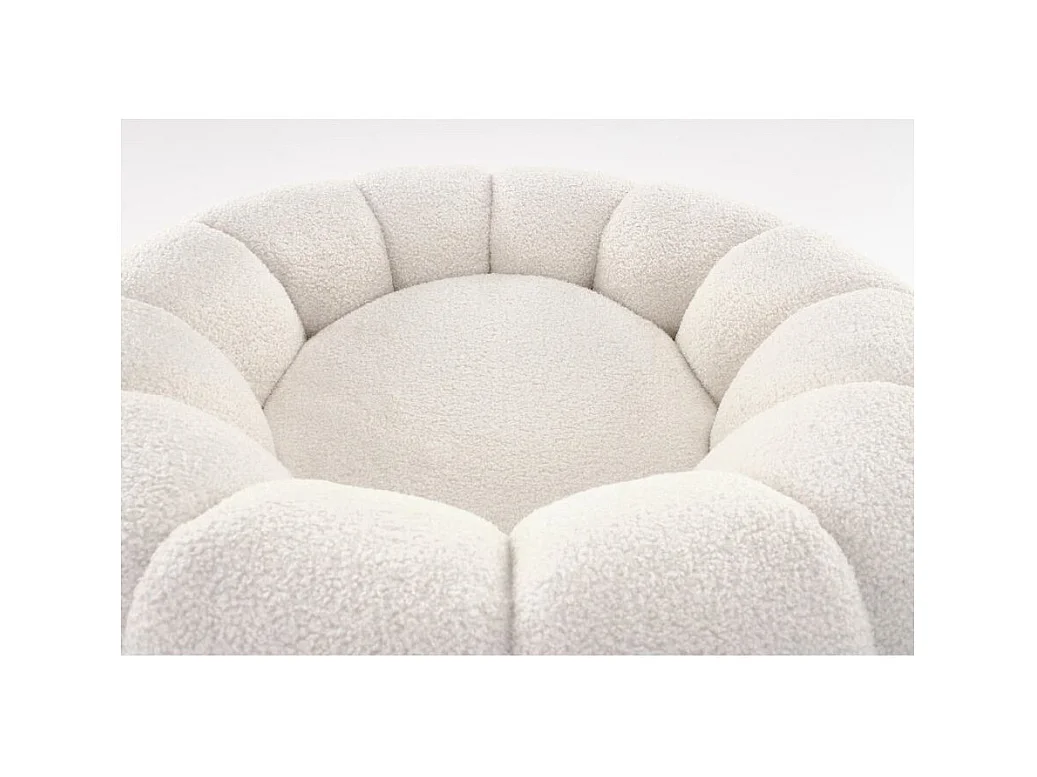Fauteuil rond coquillage en tissu bouclette crème Alix