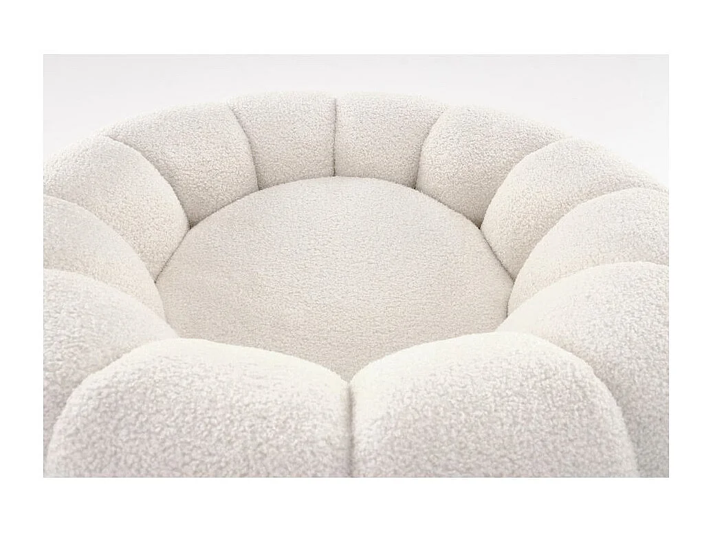 Fauteuil rond coquillage en tissu bouclette crème Alix