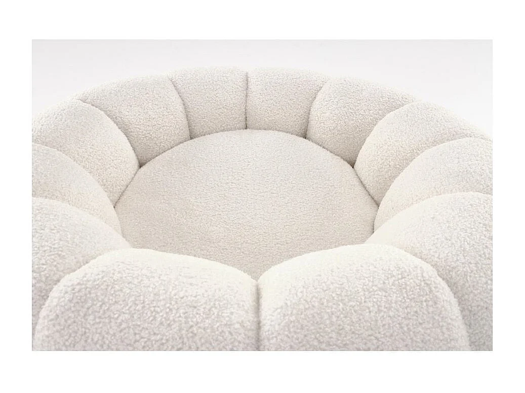 Fauteuil rond coquillage en tissu bouclette crème Alix