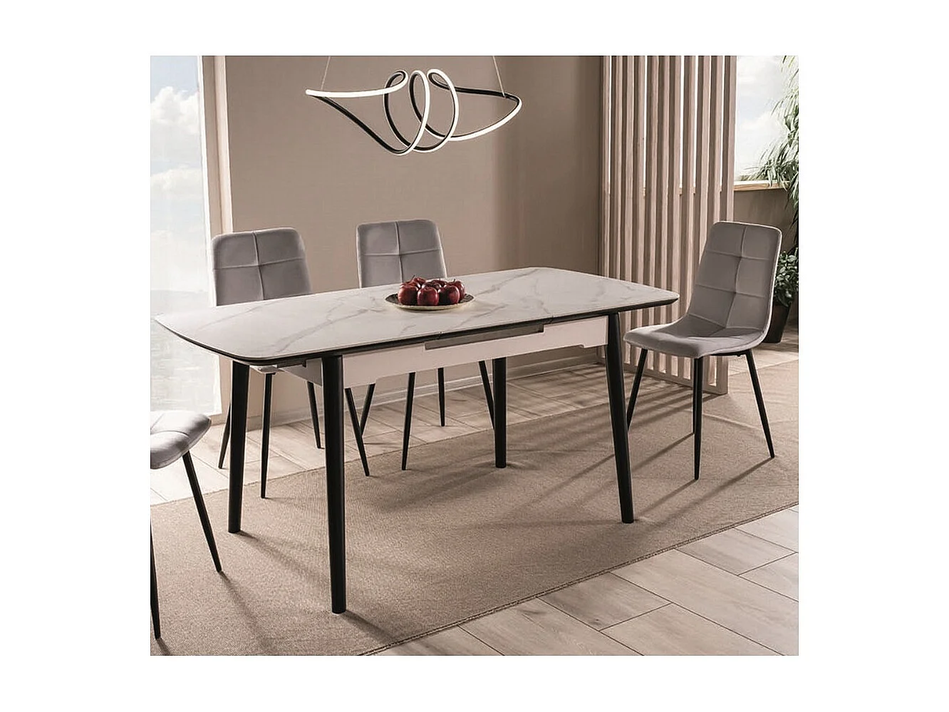 Table design extensible 120-160 cm aspect marbre blanc Stevie