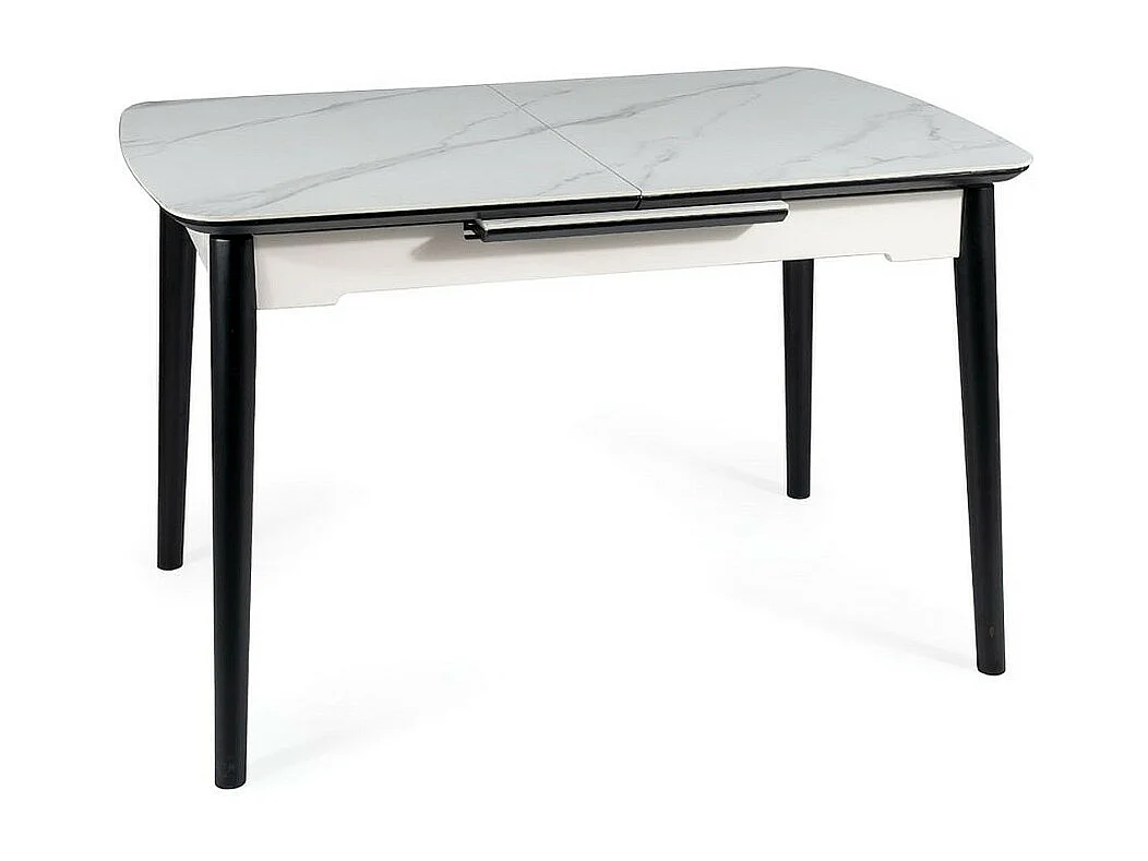 Table design extensible 120-160 cm aspect marbre blanc Stevie