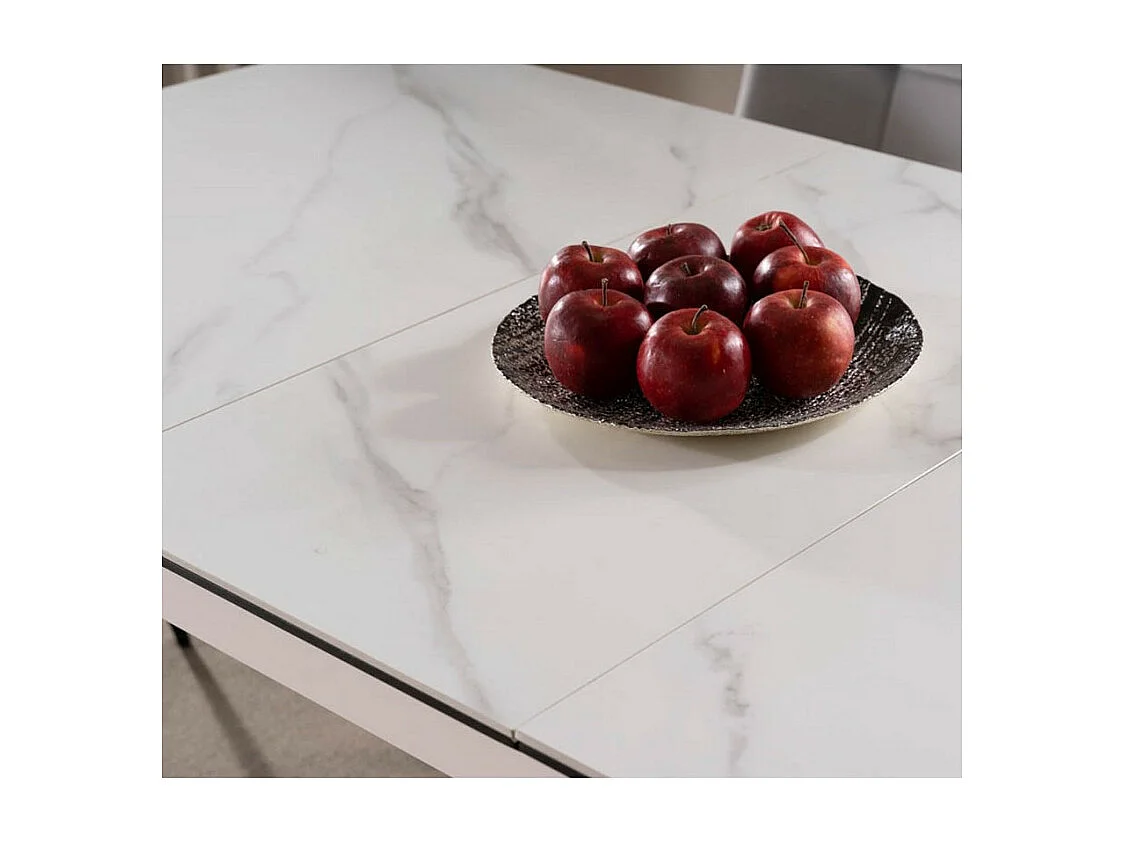 Table design extensible 120-160 cm aspect marbre blanc Stevie