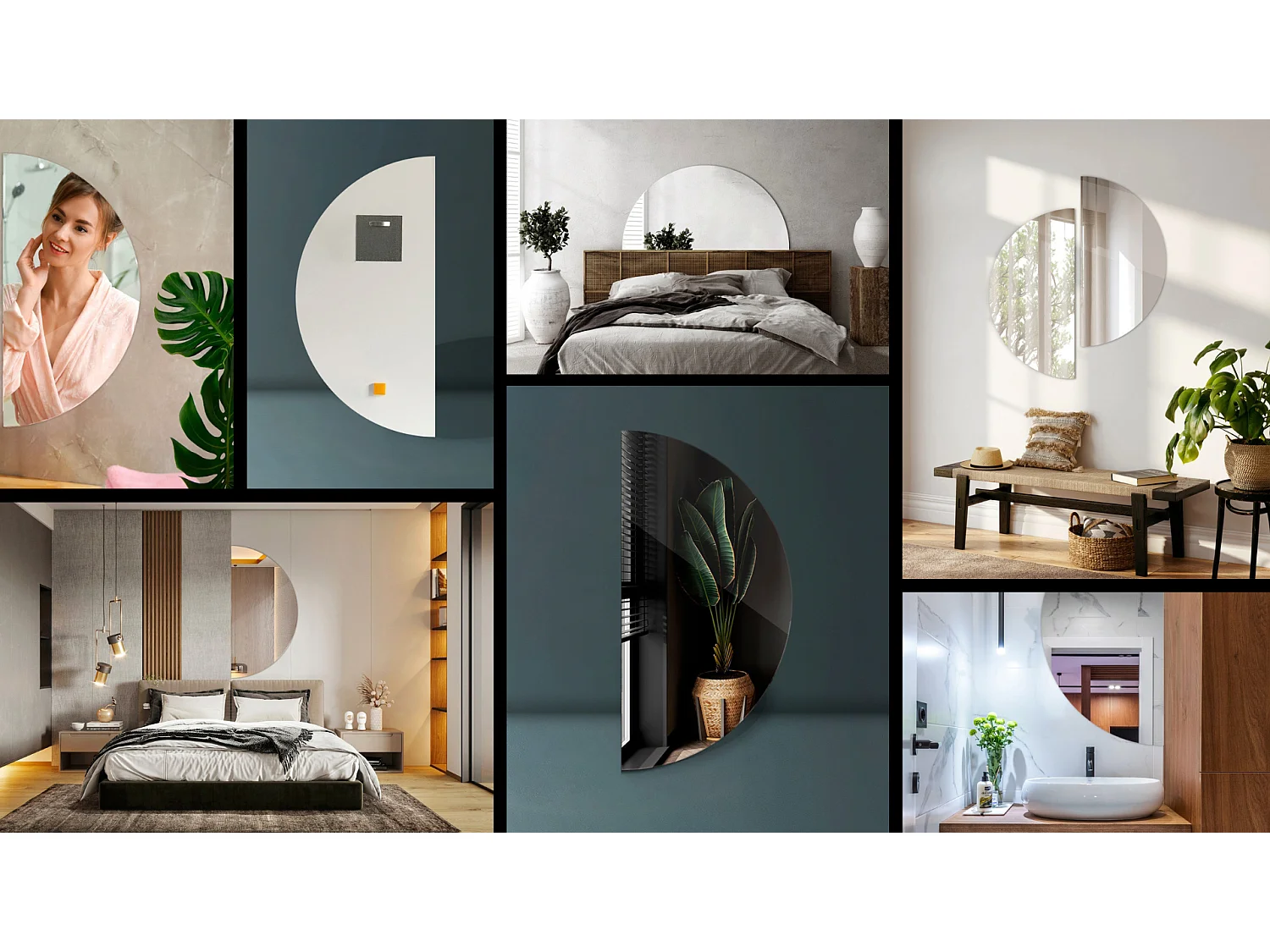 Espejo Decorativo Semicircular de Pared 1/2 Ø60