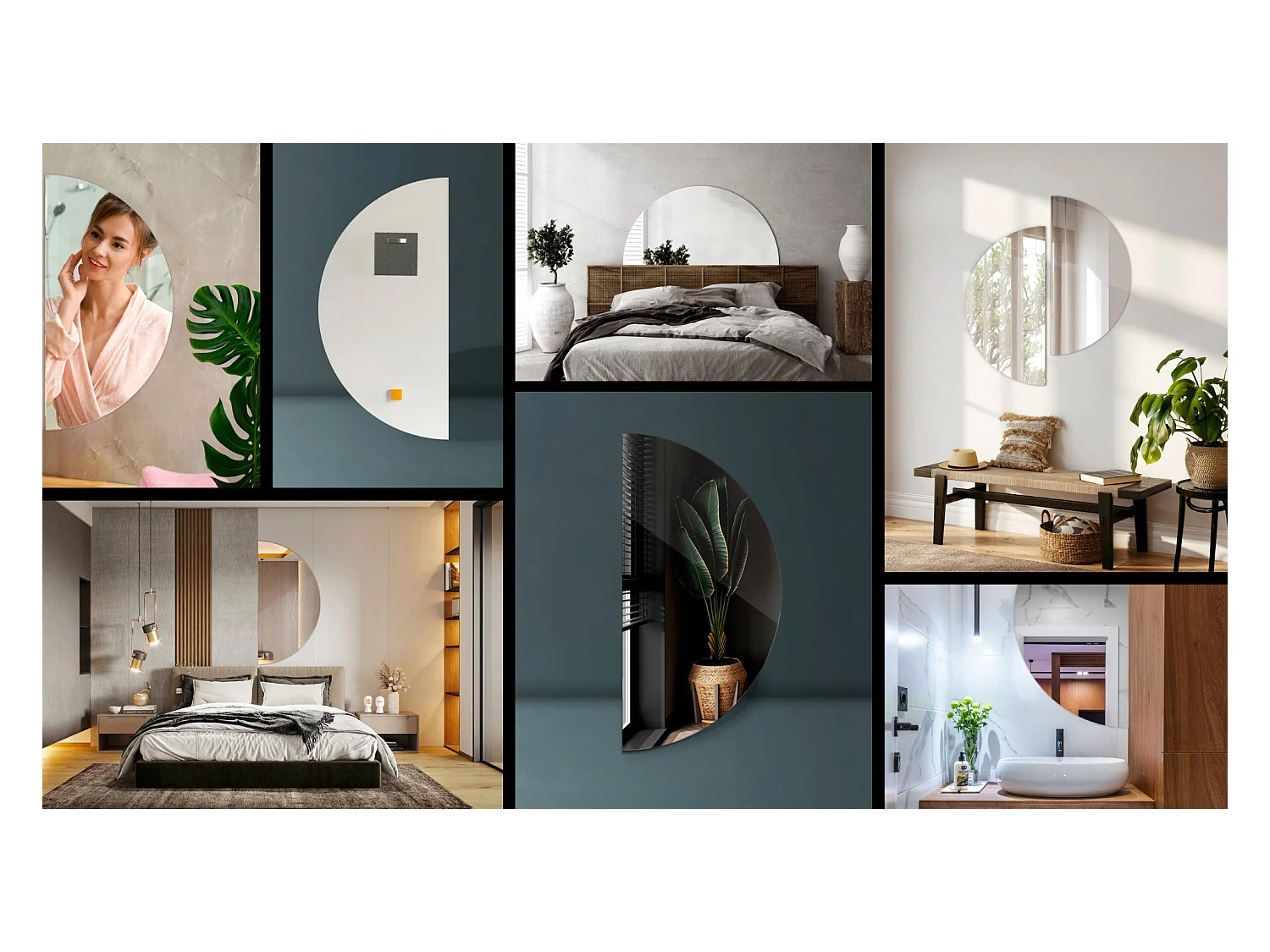 Decoratieve Halfcirkel Wandspiegel 1/2 Ø60