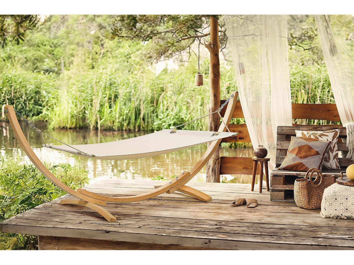 Hängematte mit Gestell - beige - LENGER
