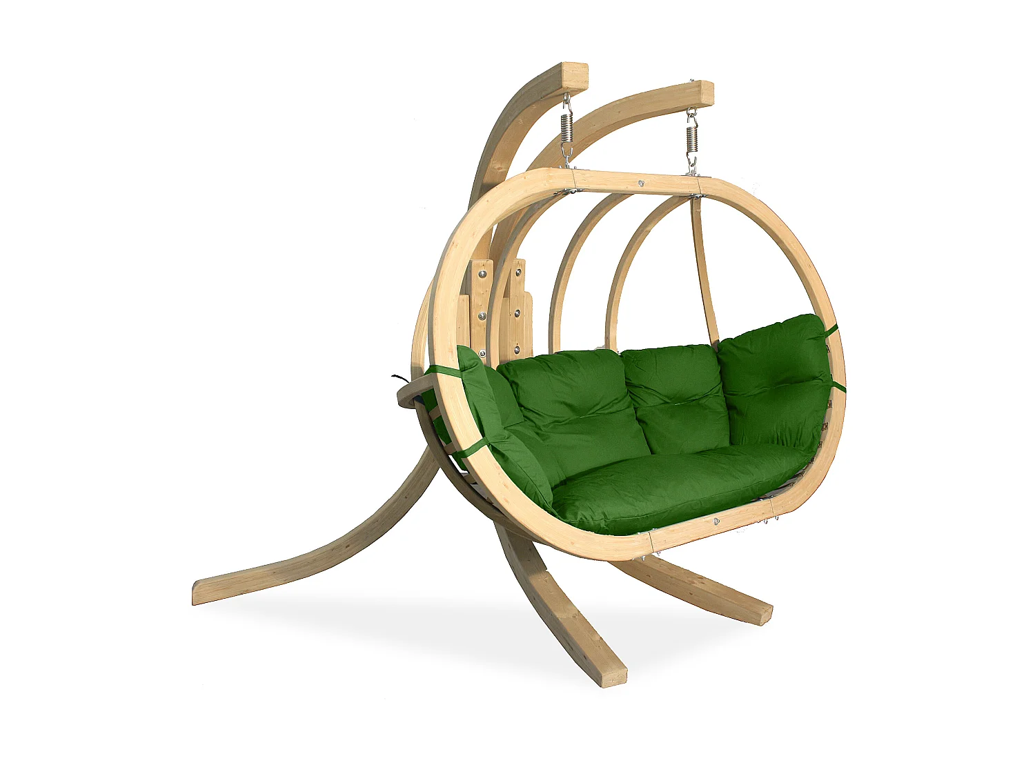 Hölzerner Hängesessel mit Gestell für zwei Personen - grün - CALLISTO