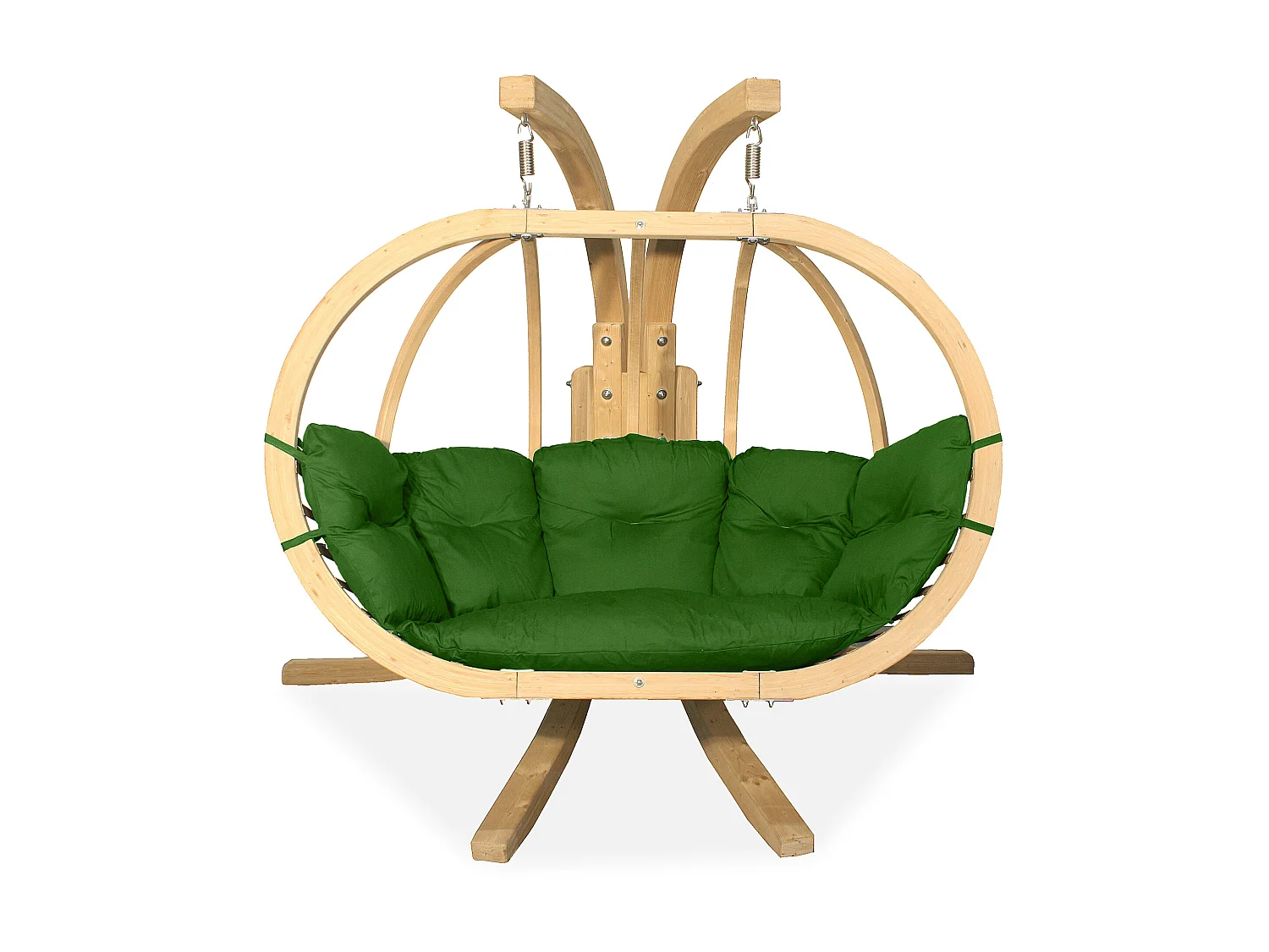 Hölzerner Hängesessel mit Gestell für zwei Personen - grün - CALLISTO