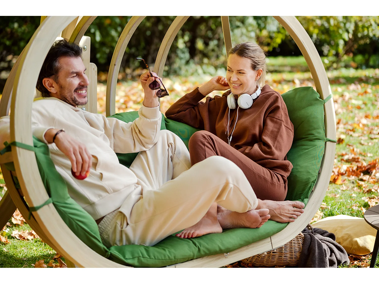 Hölzerner Hängesessel für zwei Personen - grün - CALLISTO