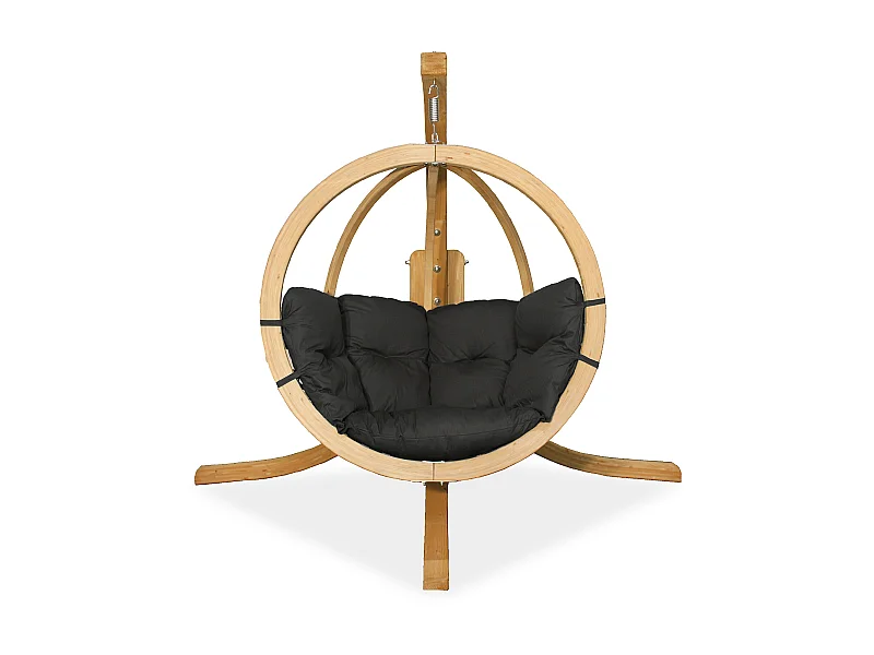 Hölzerner Hängesessel mit Gestell - dunkelgrau - HIGLO