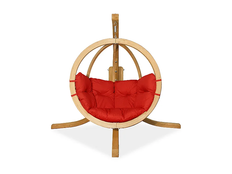 Hölzerner Hängesessel mit Gestell - rot - HIGLO