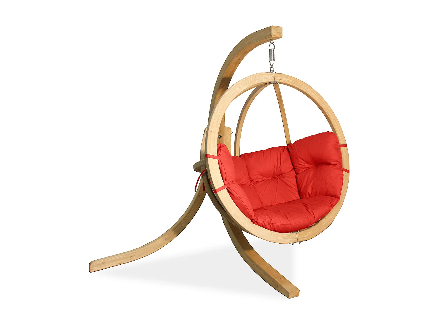 Hölzerner Hängesessel mit Gestell - rot - HIGLO