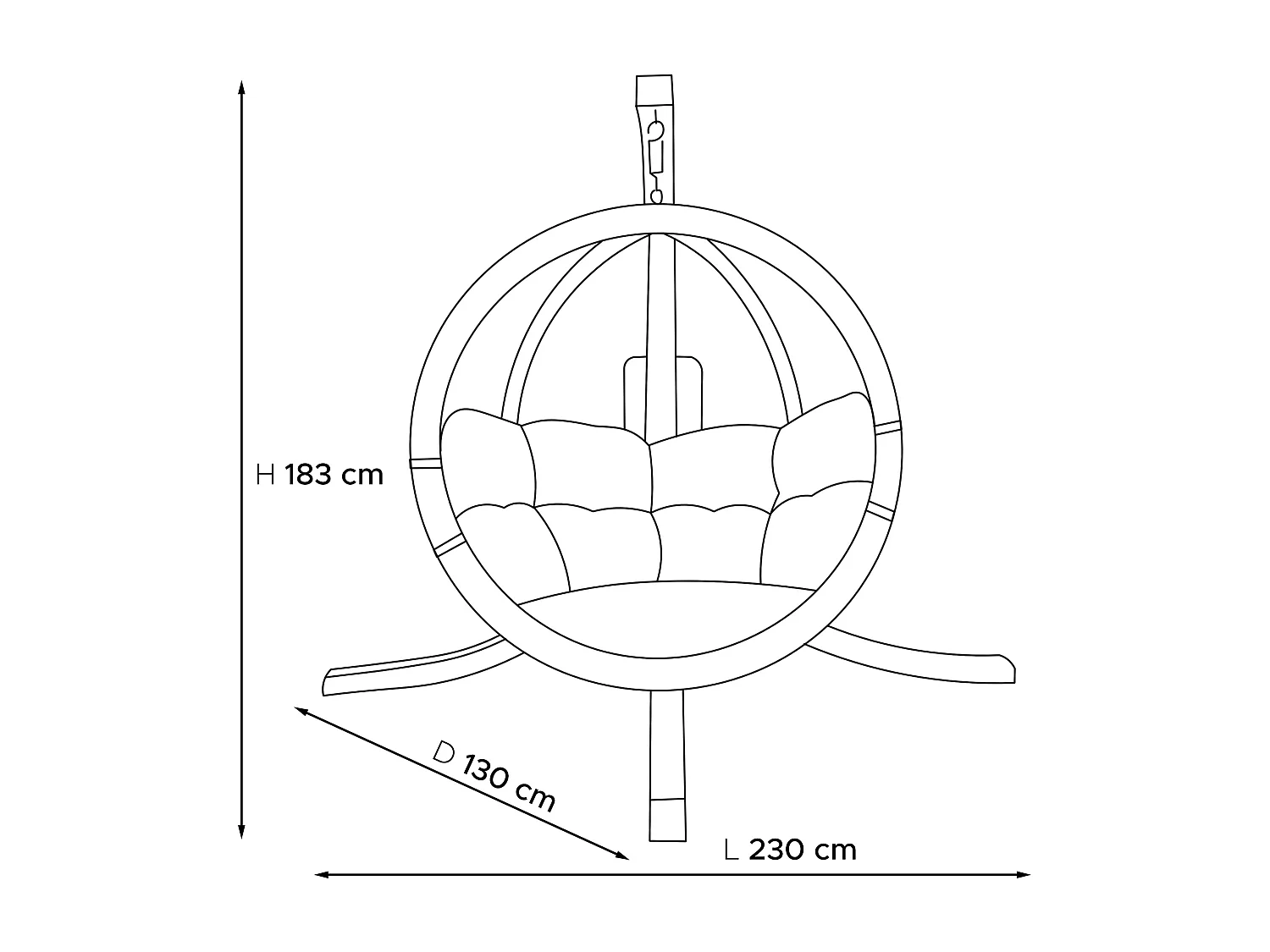 Hölzerner Hängesessel mit Gestell - grün - HIGLO