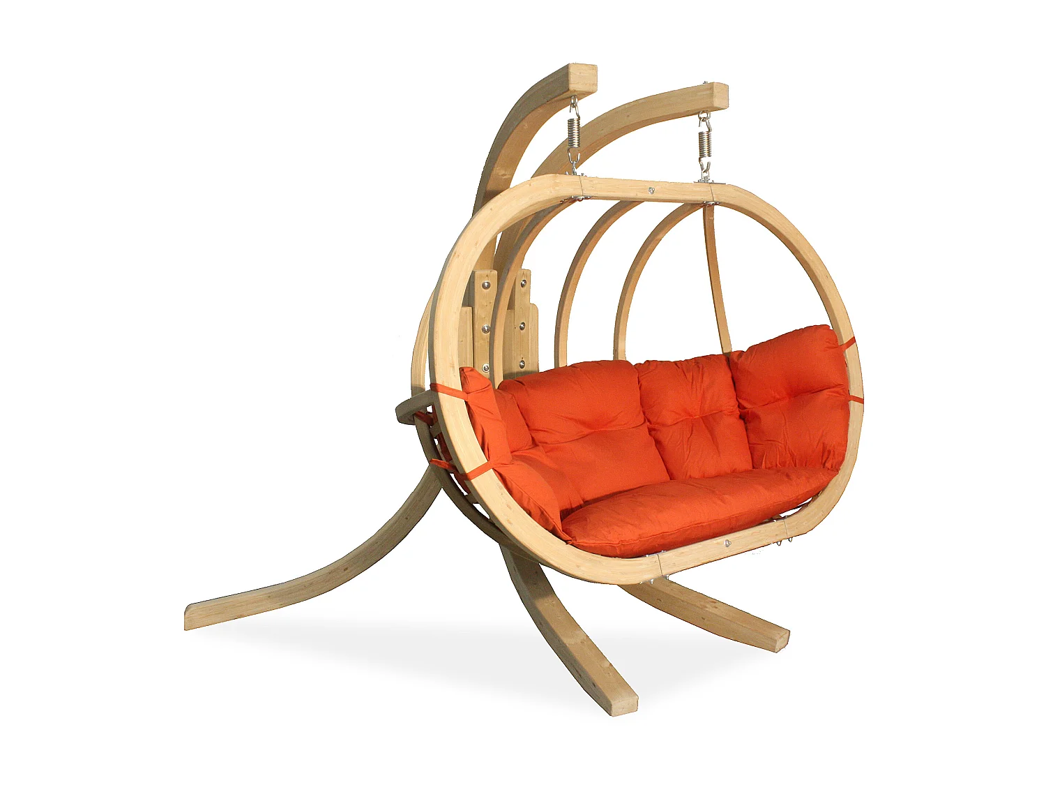 Hölzerner Hängesessel mit Gestell für zwei Personen - rot - CALLISTO