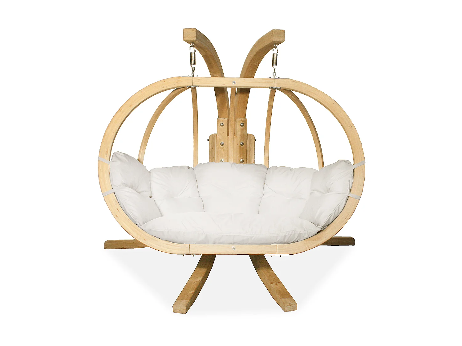 Hölzerner Hängesessel mit Gestell für zwei Personen - beige - CALLISTO