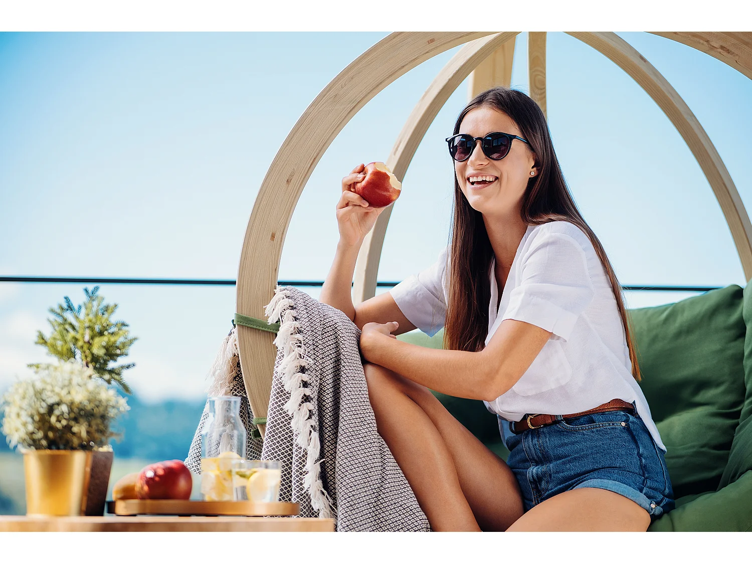 Hölzerner Hängesessel - grün - HIGLO