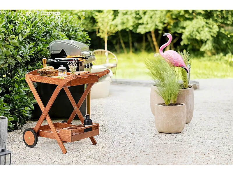 Bar auf Rädern aus Kiefernholz - Hergestellt in Europa - FSC-zertifiziert - Handgefertigt -  braun - ARVICOLA