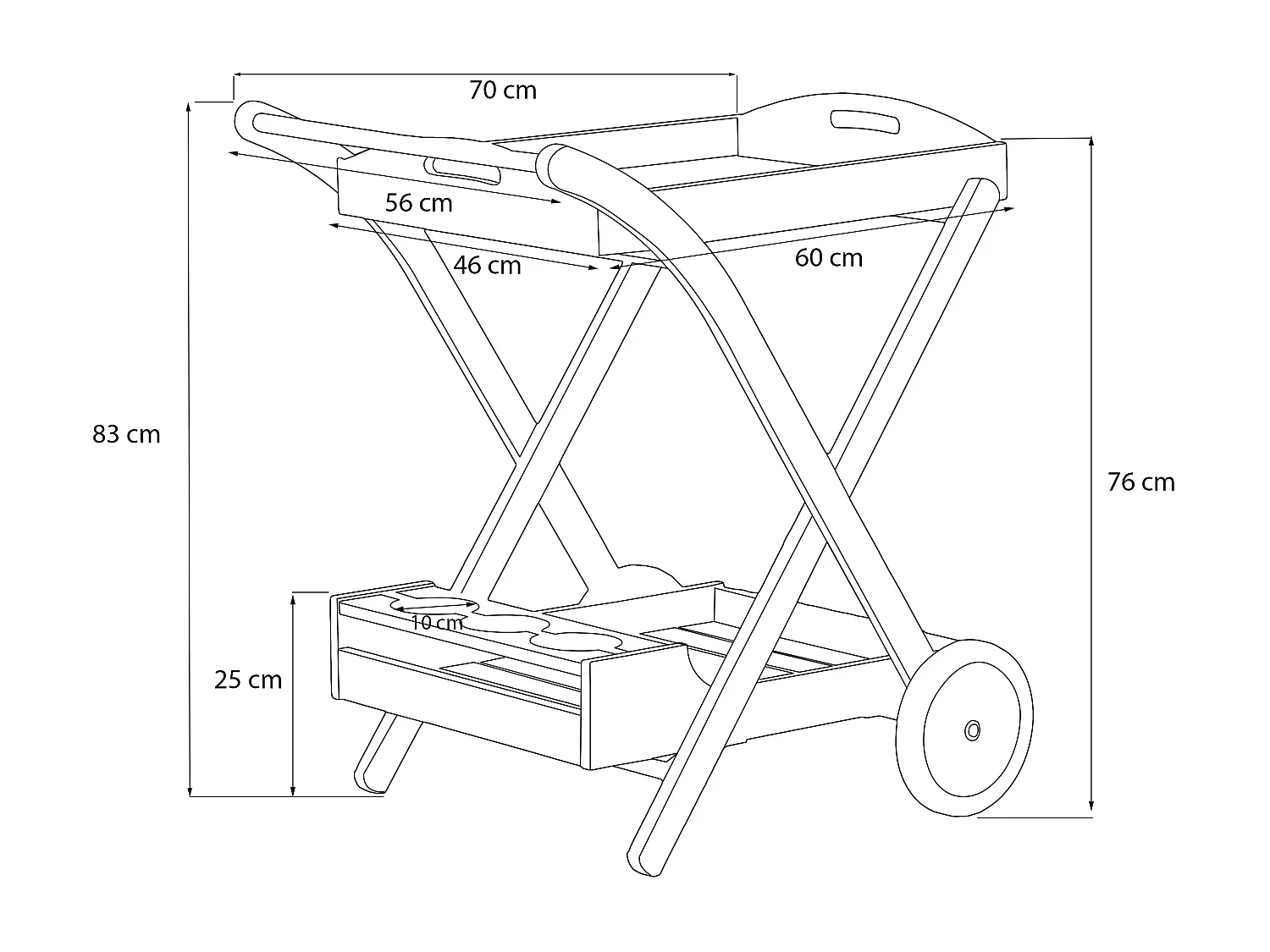 Bar auf Rädern aus Kiefernholz - Hergestellt in Europa - FSC-zertifiziert - Handgefertigt -  braun - ARVICOLA