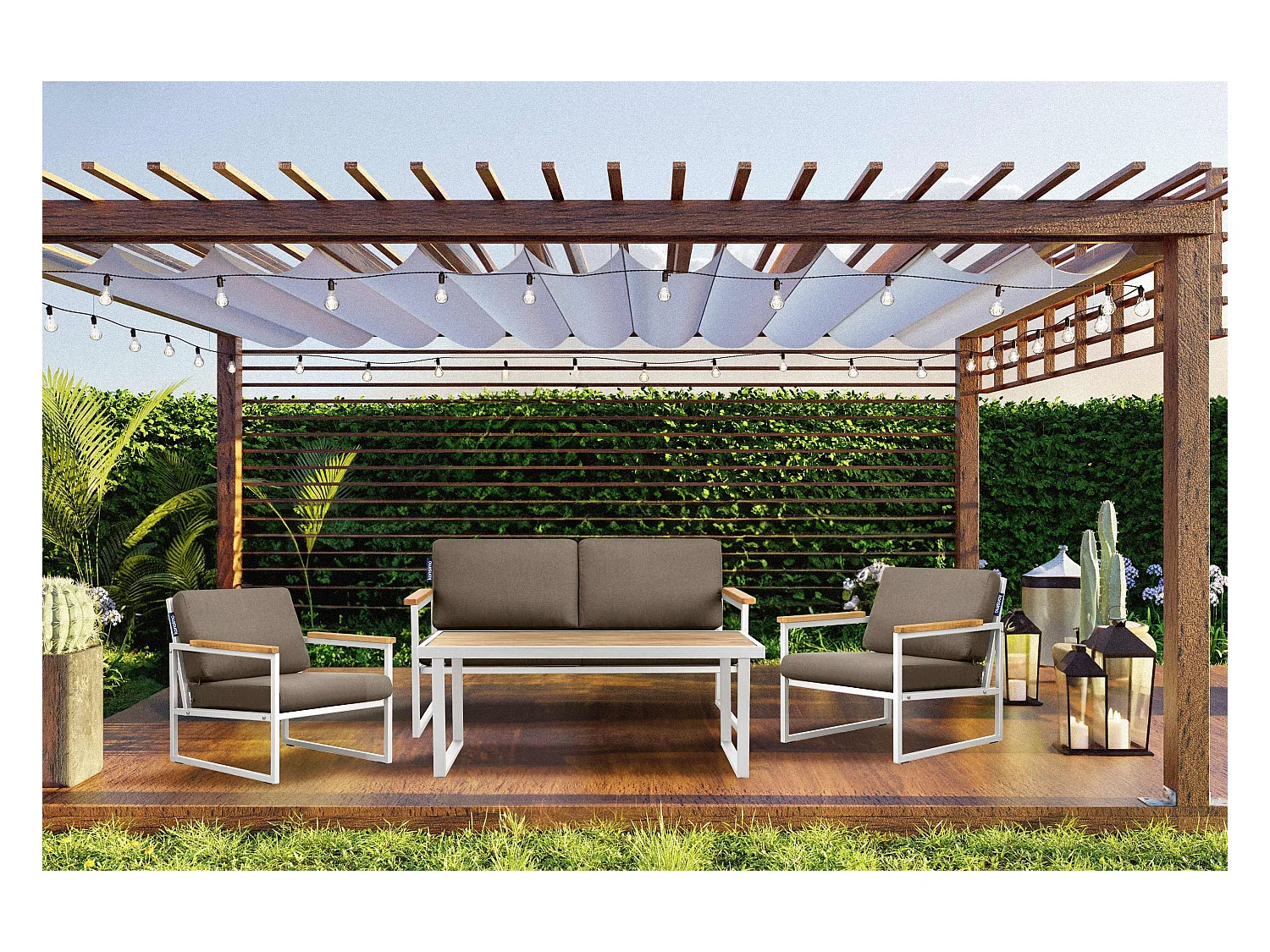 Gartentisch im Loft-Stil - weiß - TRIBO