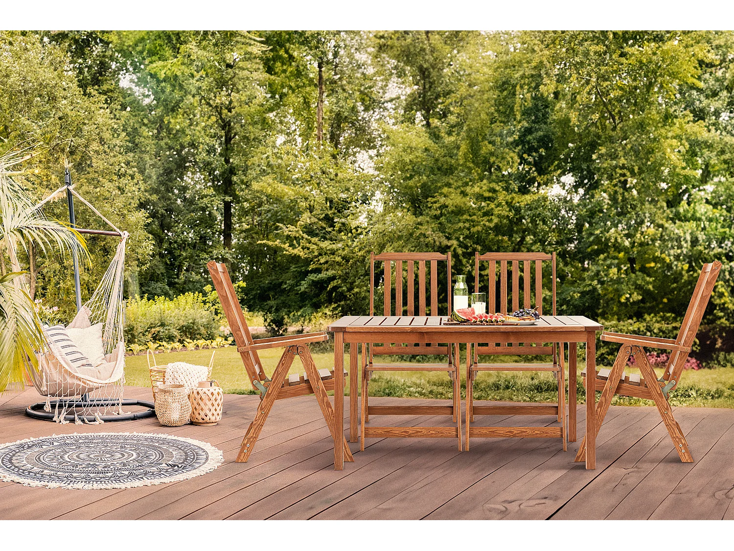 Gartentisch aus Kiefernholz - Hergestellt in Europa - FSC-zertifiziert - Handgefertigt - braun - NYCTERE