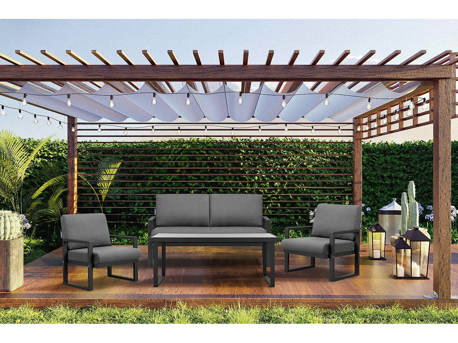 Gartentisch  im Loftstil - schwarz - FRENA