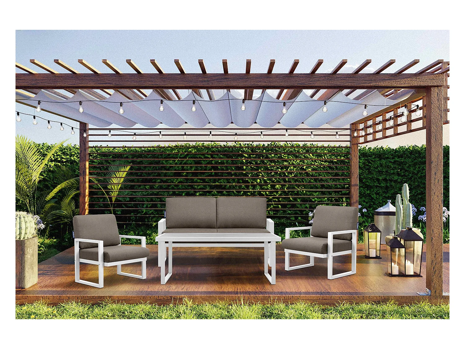 Gartentisch im Loft-Stil - weiß - FRENA