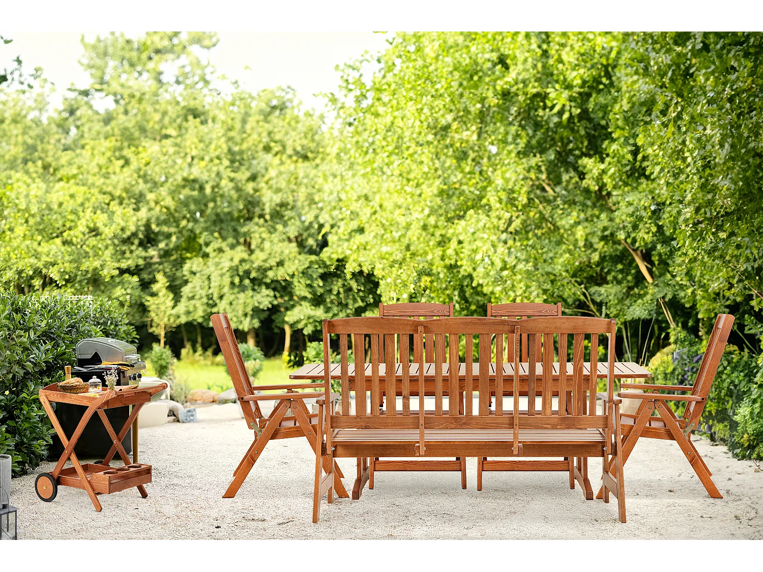 Gartenbank aus massivem Kiefernholz - Hergestellt in Europa - FSC-zertifiziert - Handgefertigt -  braun - ALCES