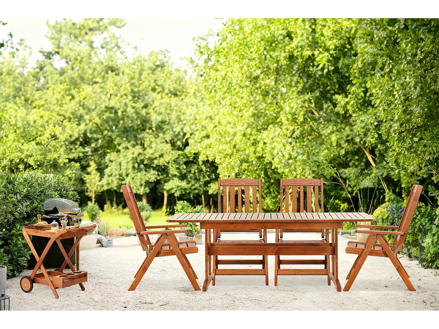 Gartenstuhl aus massivem Kiefernholz - Hergestellt in Europa - FSC-zertifiziert - Handgefertigt - braun - ALCES