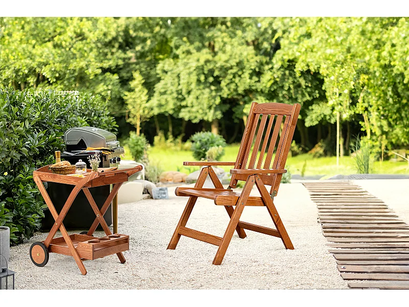 Gartenstuhl aus massivem Kiefernholz - Hergestellt in Europa - FSC-zertifiziert - Handgefertigt - braun - ALCES