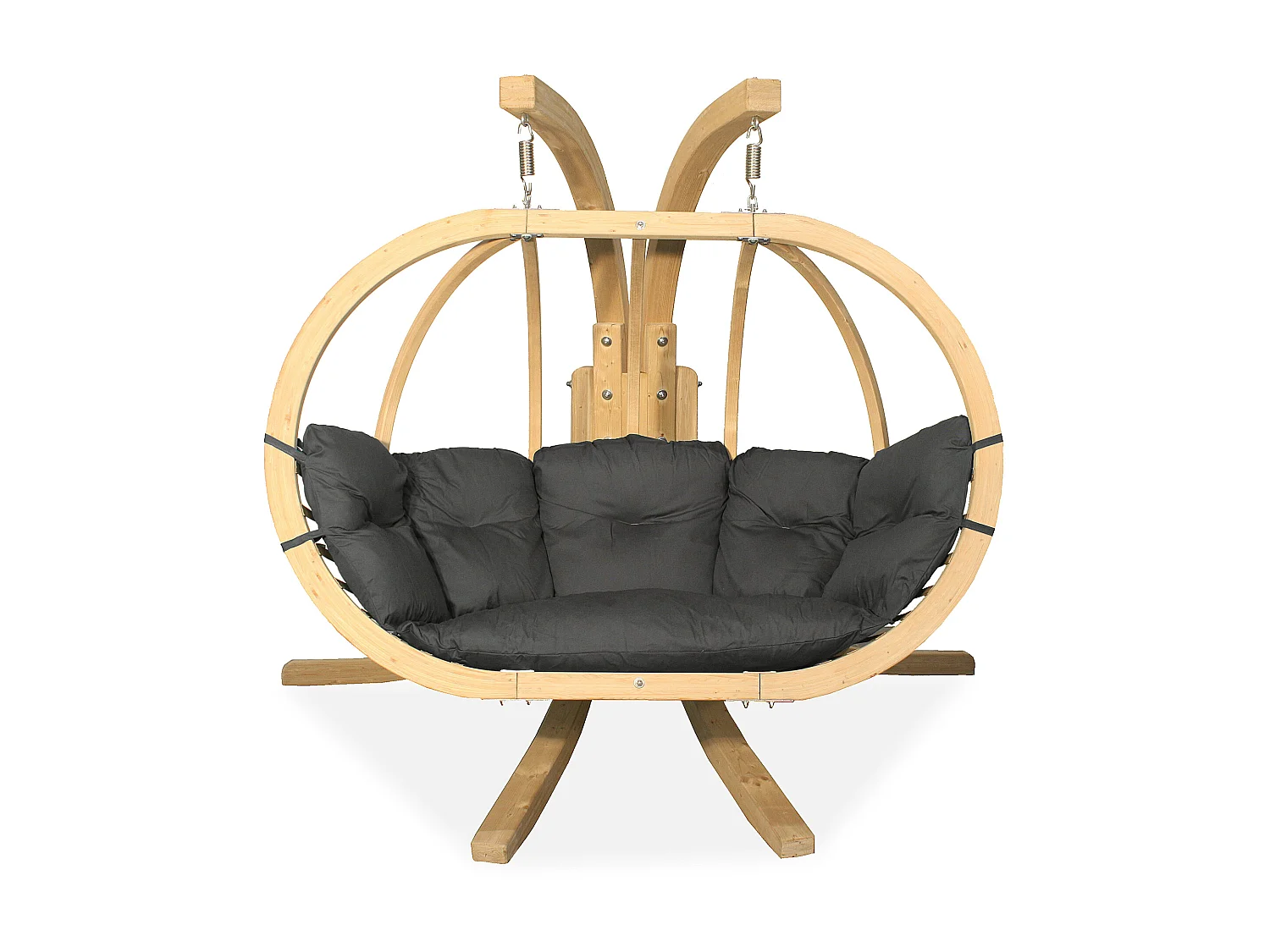 Hölzerner Hängesessel mit Gestell für zwei Personen - dunkelgrau - CALLISTO