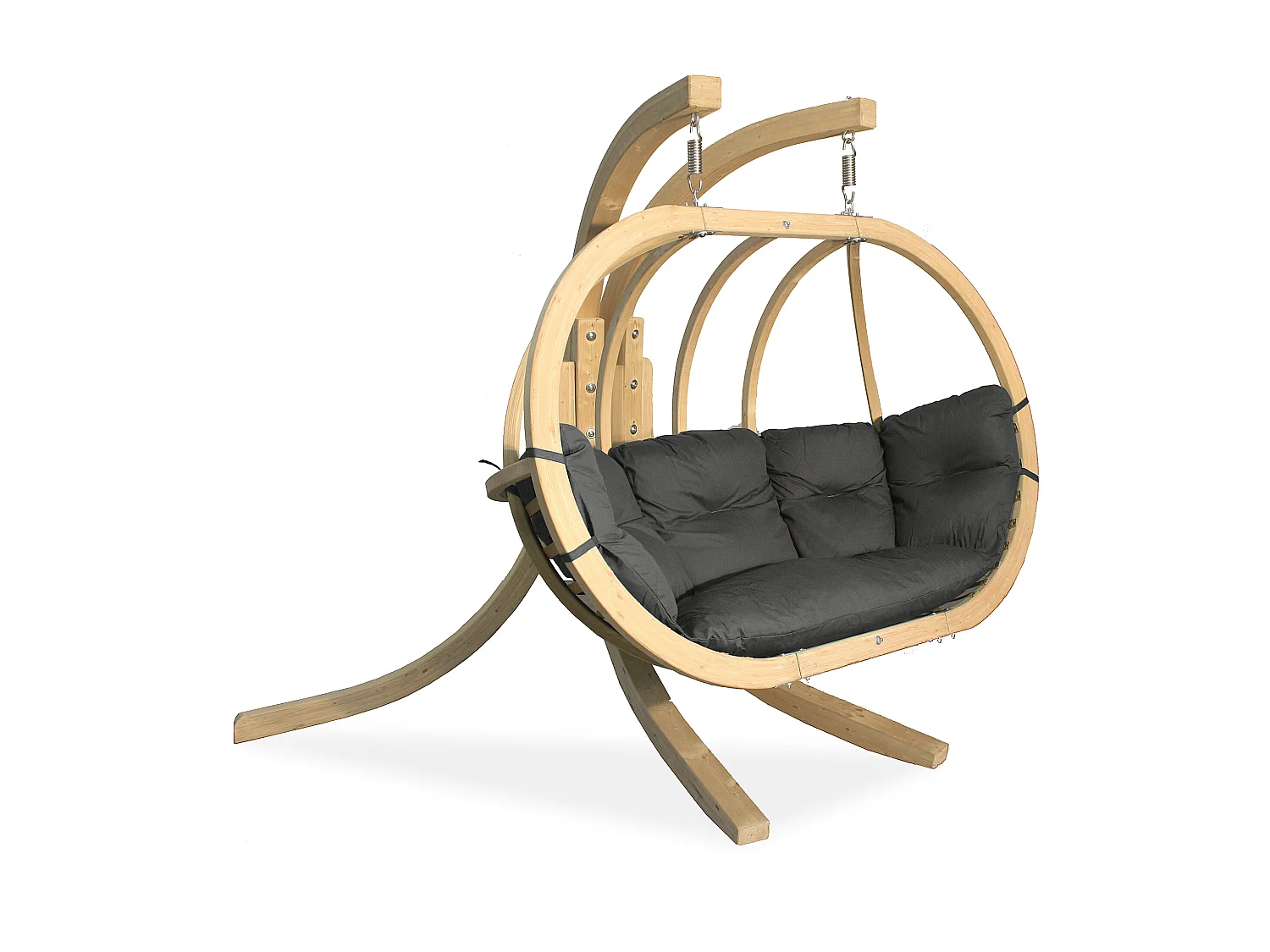 Hölzerner Hängesessel mit Gestell für zwei Personen - dunkelgrau - CALLISTO