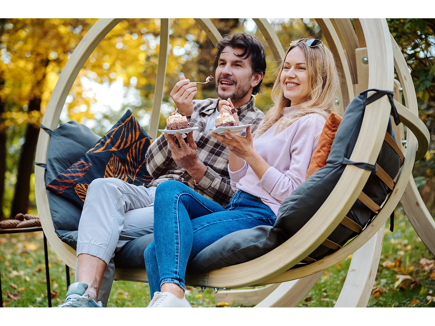 Hölzerner Hängesessel für zwei Personen - dunkelgrau - CALLISTO