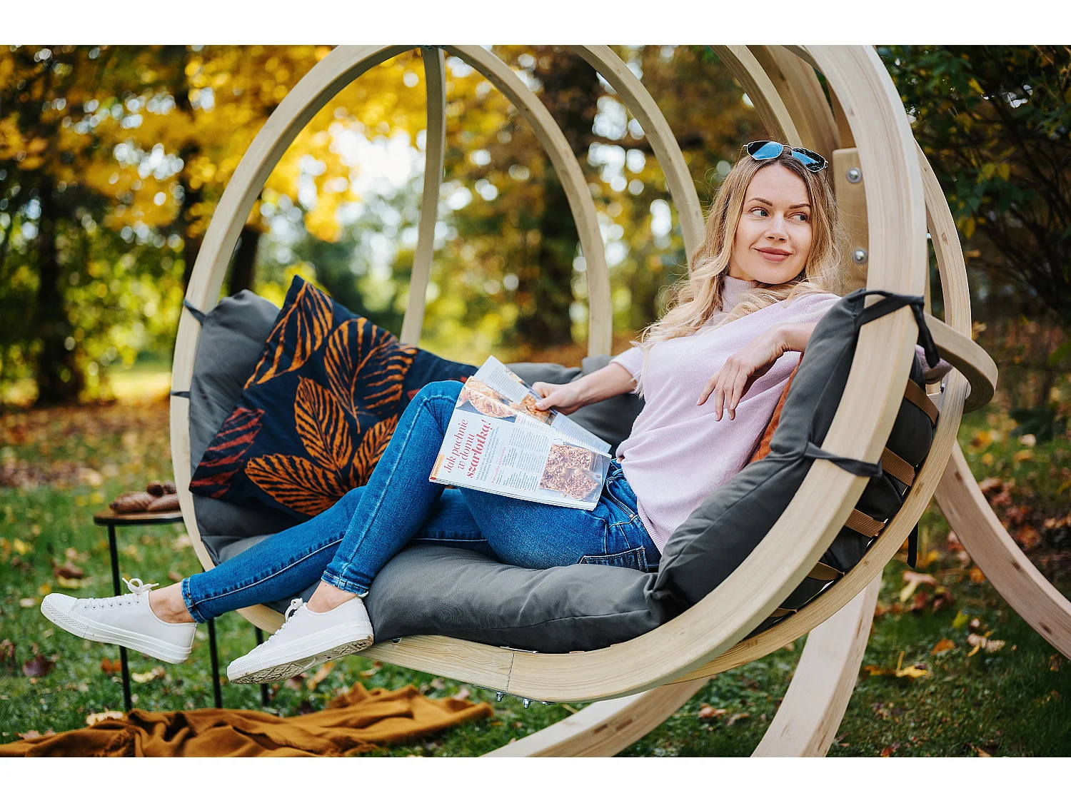 Hölzerner Hängesessel für zwei Personen - dunkelgrau - CALLISTO