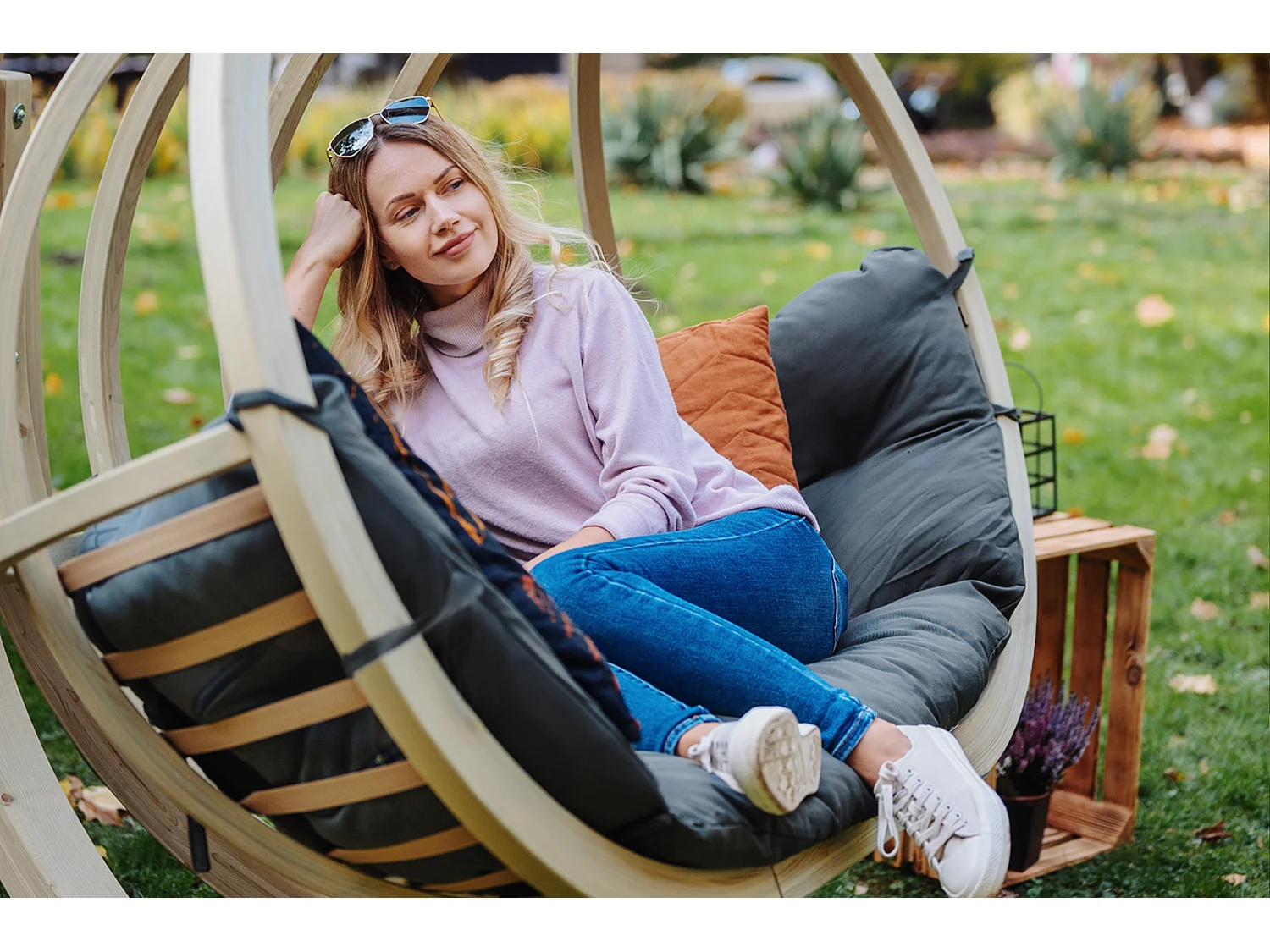 Hölzerner Hängesessel für zwei Personen - dunkelgrau - CALLISTO