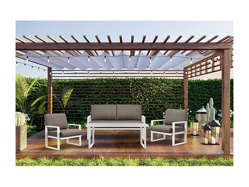 Terrassensofa aus Stahl im Loft-Stil - weiß - FRENA