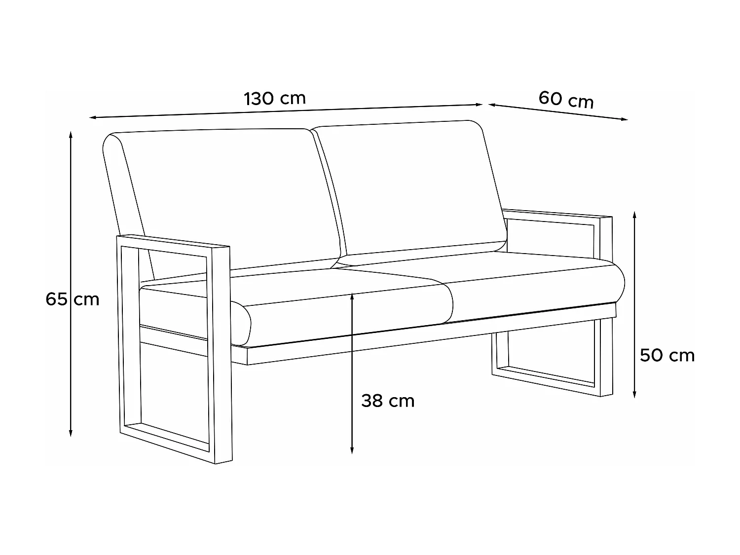 Terrassensofa aus Stahl im Loft-Stil - weiß - FRENA