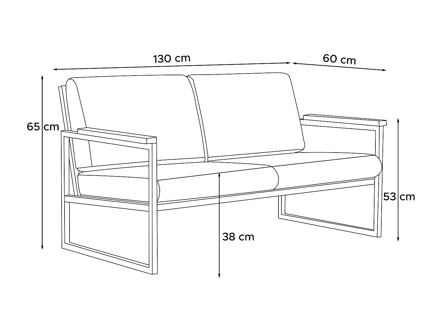 Gartensofa 2 Sitzer im Industriestil - grau - TRIBO