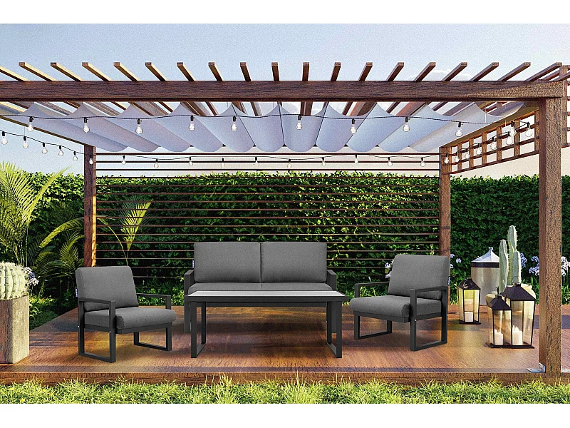 Terrassensofa aus Stahl im Loft-Stil - schwarz - FRENA